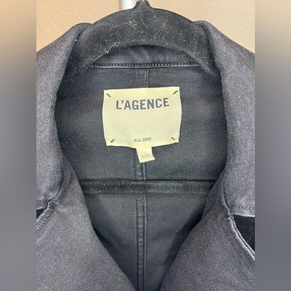 L’Agence Washed Black Admiral Crop Double Breasted Jacket Classic Lapel SMALL - Picture 5 of 14